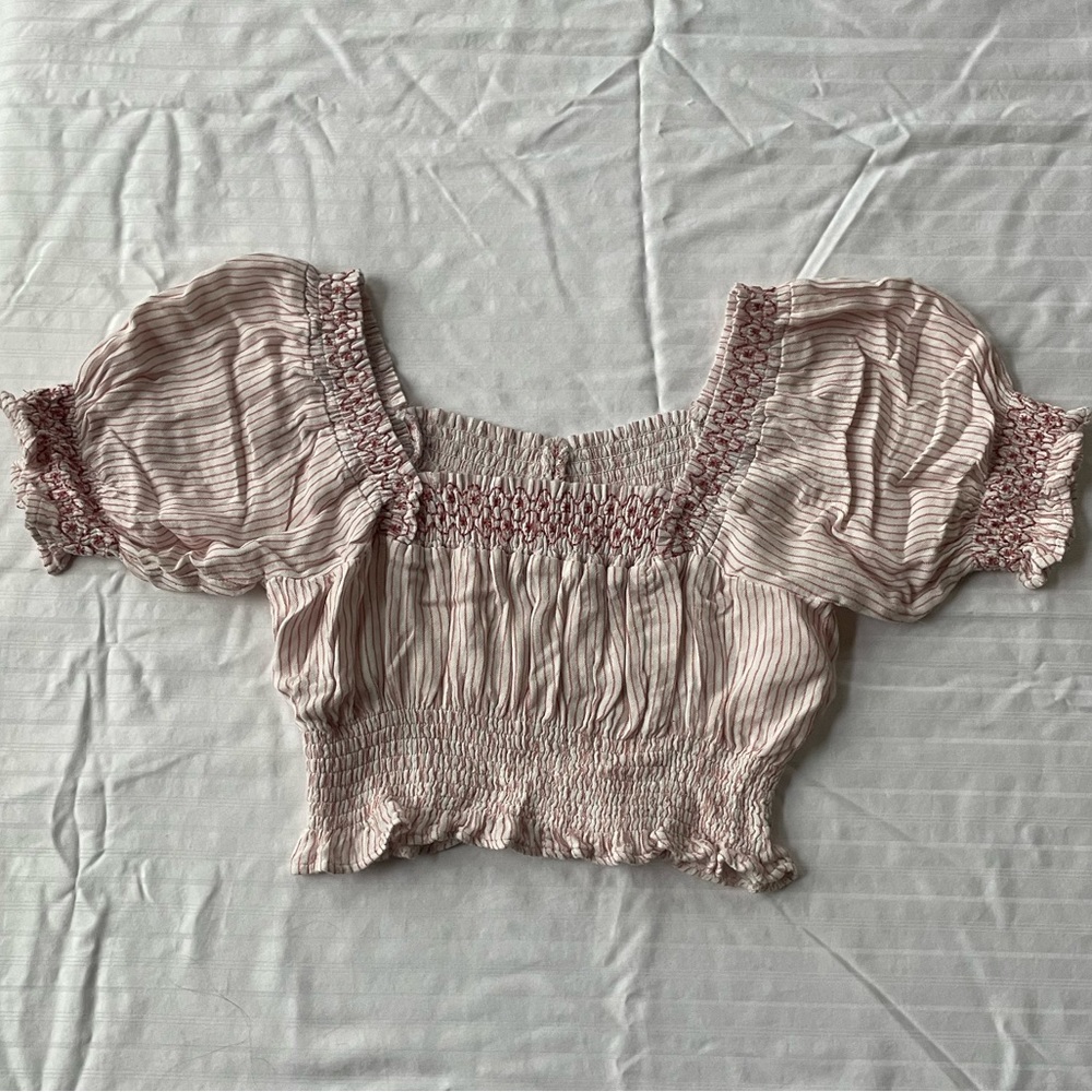 Pink Puff Sleeve Crop Top
